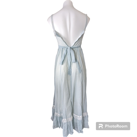 Nwt vintage gunne sax dress baby blue lace maxi xs 0 deadstock 70s 80s 5 - Picture 3 of 9
